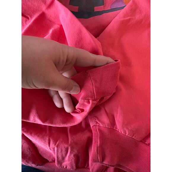 Vintage 80s Long Sleeve T-Shirt Size L Hand Painted Graphic Pink Aztec Cotton - Picture 10 of 11